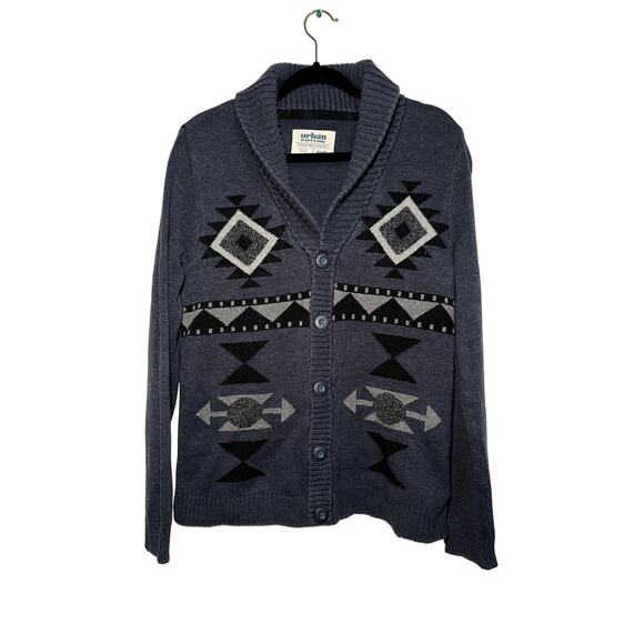 Urban Pipeline shawl collar aztec cardigan mens medium southwestern nordic boho - Picture 1 of 5